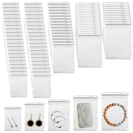 160 PCS Jewelry Bag Self Seal Plastic Zipper Bag Clear PVC - Clarity Tarnish Prevention,Small Sealed Bag,Resealable Packaging or Storage,Arrangement of Jewelry, Earrings and Rings, 5 Sizes