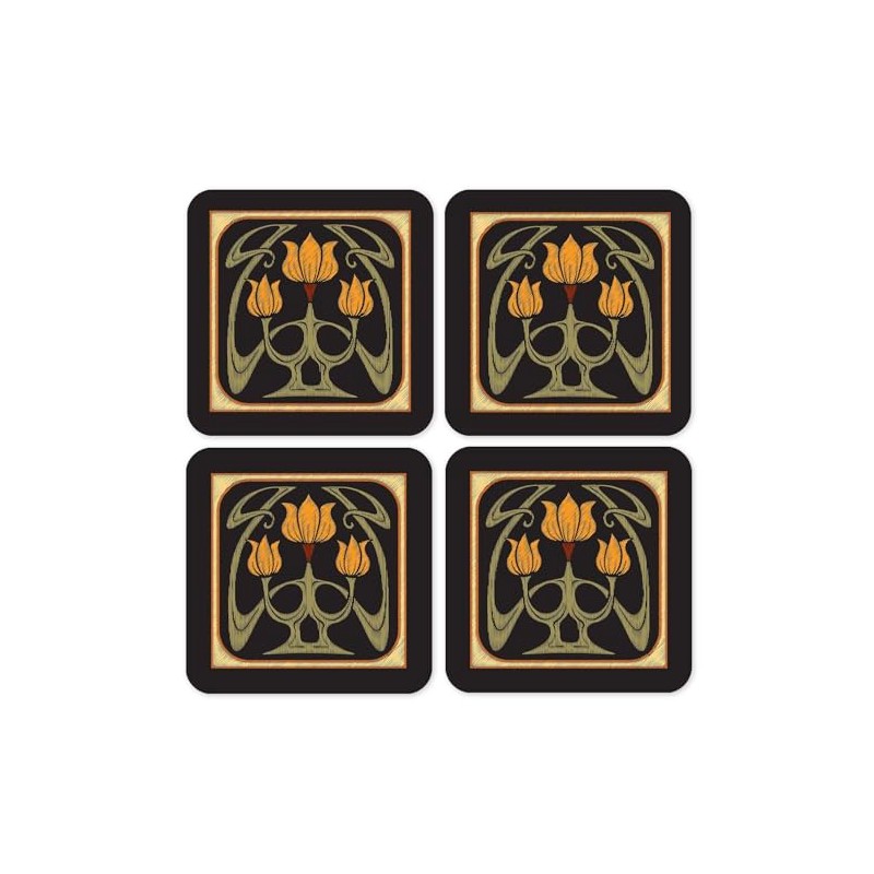 Art Nouveau 4 Coaster Set Vintage Art 1920s Flapper Gatsby