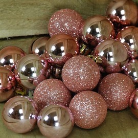 PMS SET OF 24 3CM BAUBLES IN PVC BOX ROSE GOLD