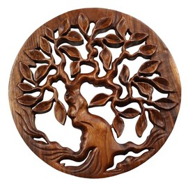 Oriental Galerie Wall Picture Wall Decoration Mandala Relief Tree of Life Symbol Mythology Decoration Soar Wood Model No. 3 Approx. 30 cm