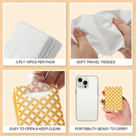 Thenshop 300 Packs Travel Tissues Bulk Geometric Designed Pocket Size Tissues, 3 Ply Paper Facial 3000 Count for Travelling Walking Weddings Graduation