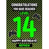 Nephew 14th Birthday Card (Level Up Gamer)