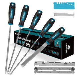 LIBRATON Chainsaw File Set, 5/32", 3/16", 7/32" Chainsaw Sharpening File, Chainsaw Sharpener, Round Saw Chain File, 6" Flat File, Depth Gauge, Filing Guide, Check Gauge, Bar Groove Cleaner, Pouch