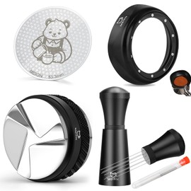MEION 53.3mm Espresso Accessories Kit for Breville Espresso Machine 54mm Portafilter, Includes Coffee Distributor & Tamper, Espresso Stirrer, Dosing Funnel and Thin 0.8mm Puck Screen (Black, 53.3mm)