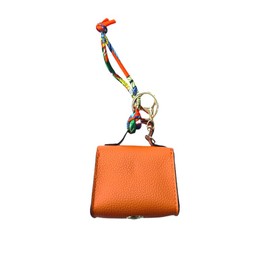 Everything Chic Dog Poop Bag Holder for Leash Doggie Waste Bag Dispenser Puppy Potty Carrier Small Doggy Pouch Barkin Mini keychain (Orange)