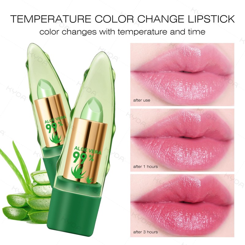 Ownest 3 Pcs Aloe Vera Lipstick, Magic Temperature Color Change