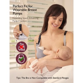 Momcozy Pumping Bra for Wearable Breast Pump, Nursing & Pumping Bra in One, Hands Free Pump Bra Suitable for M5, S12 Pro, etc Grey