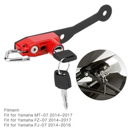 Aramox Anti Theft Helmet Lock Mount, Aluminum Alloy, Red, Key Lock, Yamaha MT-07 FZ-07 FJ-07
