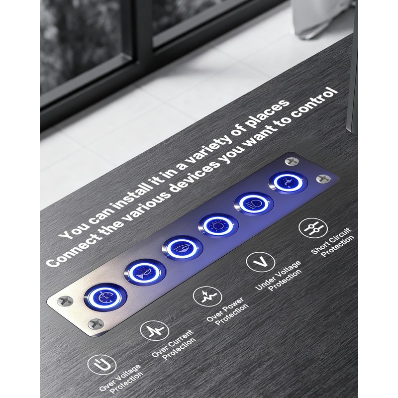 IZTOSS 6 Gang Aluminum Marine Rocker Switch Panel - Pre-Wired