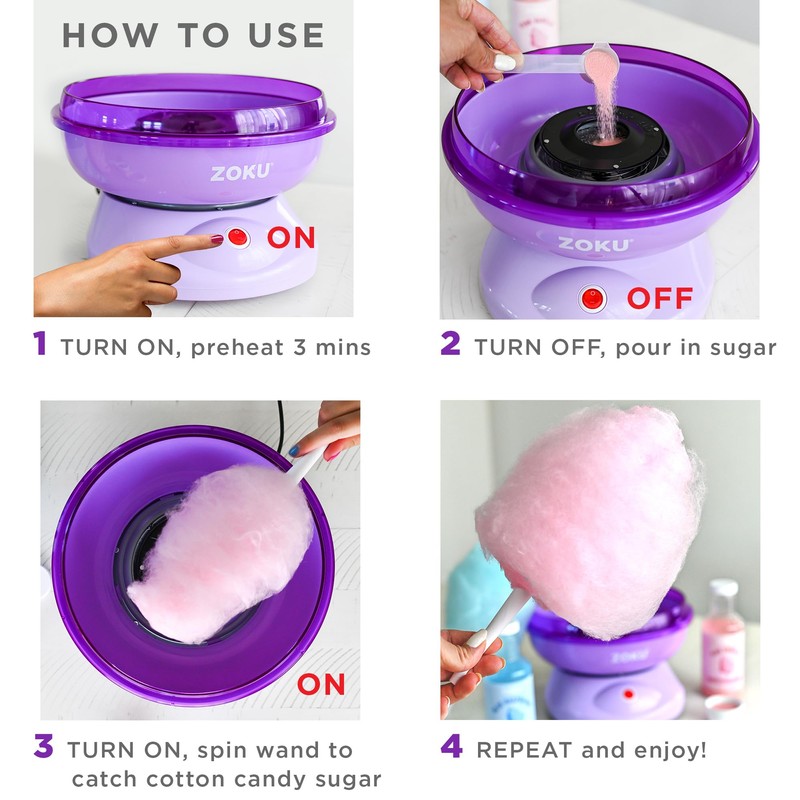 ZOKU Cotton Candy Maker, Countertop Cotton Candy Machine, Includes 10