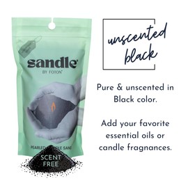 Sandle by Foton Pearled Candle 10 Oz – Black Unscented, Non Toxic Luxury Long Lasting Sand Candles up to 60 Hours - Refillable Sand Candle with 15 Wicks for Candle Making