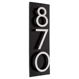10 Color Options, Two Tone Powder Coated Aluminum Floating Modern 3" Number Vertical Address Plaque (3 digits), Manufactured by Address Number Store
