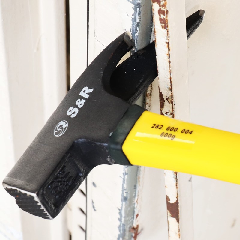 S&R Roofing Hammer 600g with Fiberglass Handle, Magnetic Nail Holder,
