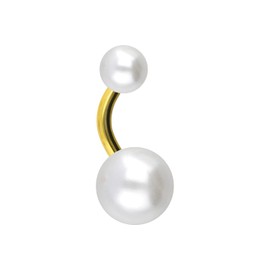 PIERCINGLINE Titanium banana bell with internal thread, synthetic pearls, belly button piercing, belly piercing, choice of colours, Titanium