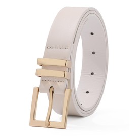 Coubeau Women's PU Belt - Black Women's Belt with Golden Buckle Leather Belt Women PU Leather Belt, beige