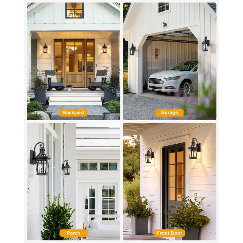 OPAXIS Motion Sensor Outdoor Wall Lights, Black Dusk to Dawn