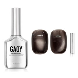 GAOY GAOY Jelly Black Cat Eye Gel Nail Polish, 16ml Glitter Holographic Nail Polish with Magnet, Reflective Translucent UV Gel, 3089 Stormy Glow
