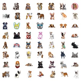 55 Pcs French Bulldog Stickers Pack for Kids Teens Adults, Cute Bulldog Stickers Funny Dog Waterproof Vinyl Stickers and Decals for Luggage Computer Skateboard Phone Guitar Bulldog Party Favors