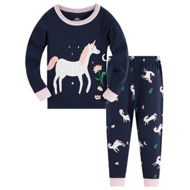 TEDD Girls' Pyjamas, Cotton, Cute, Unicorn, Long Sleeves, Two-Piece Pyjamas Set, Kids’ Sleepwear, Winter, Christmas, Sizes 1-12 Years