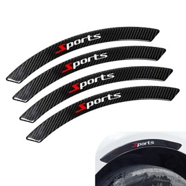 Opuweiy Car Fender Protector, 2PCS Carbon Fiber Wheel Arch Protective Stickers, Universal Self-Adhesive Automobile Wheel Arch Decorative Strips for Anti-Scuff (Black #Sport)