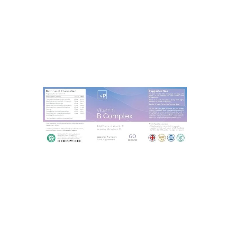 vP Vitality Pro Vitamin B Complex 60 Capsules - Methylated
