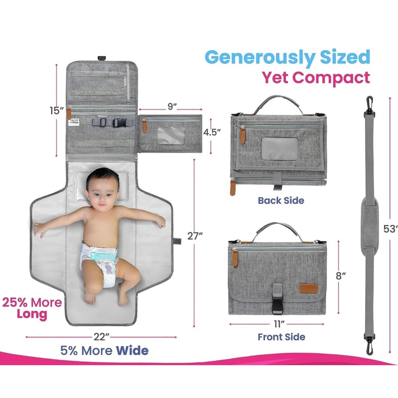 MUPPYKAP Portable Changing Pad with Shoulder Strap - Detachable Travel