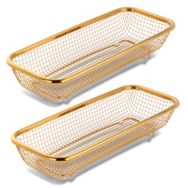 Buyer Star Stainless Steel Cutlery Drawer Organizer Pack of 6, Gold Mesh Storage Baskets with 4 Triangle Racks, Stackable Utensil Holder for Holding Flatware Kitchen Utensil