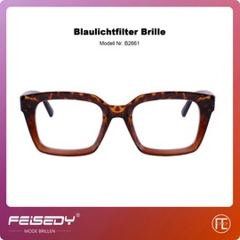 FEISEDY Blue Light Filter Glasses Men Women Rectangular Blue Light Blocking Computer Glasses Gaming Glasses with Thick Frame B2661, Brown leopard