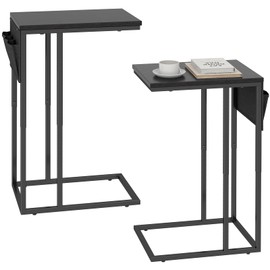 Livofloral C Shaped End Table Set of 2, C Table Side Table Set 2 for Living Room, Couch Tables That Slide Under, Couch Side Table, TV Tray Snack End Table for Sofa, C Table End Table, Black