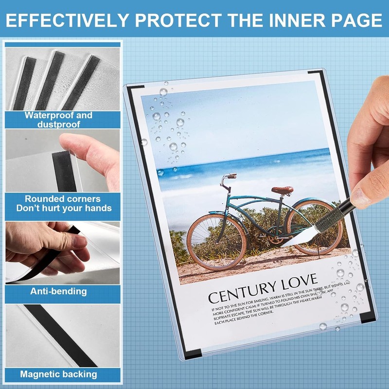 Walquicks Transparent Plastic Magnetic Document Holder, 5 Pack, 8.5 x