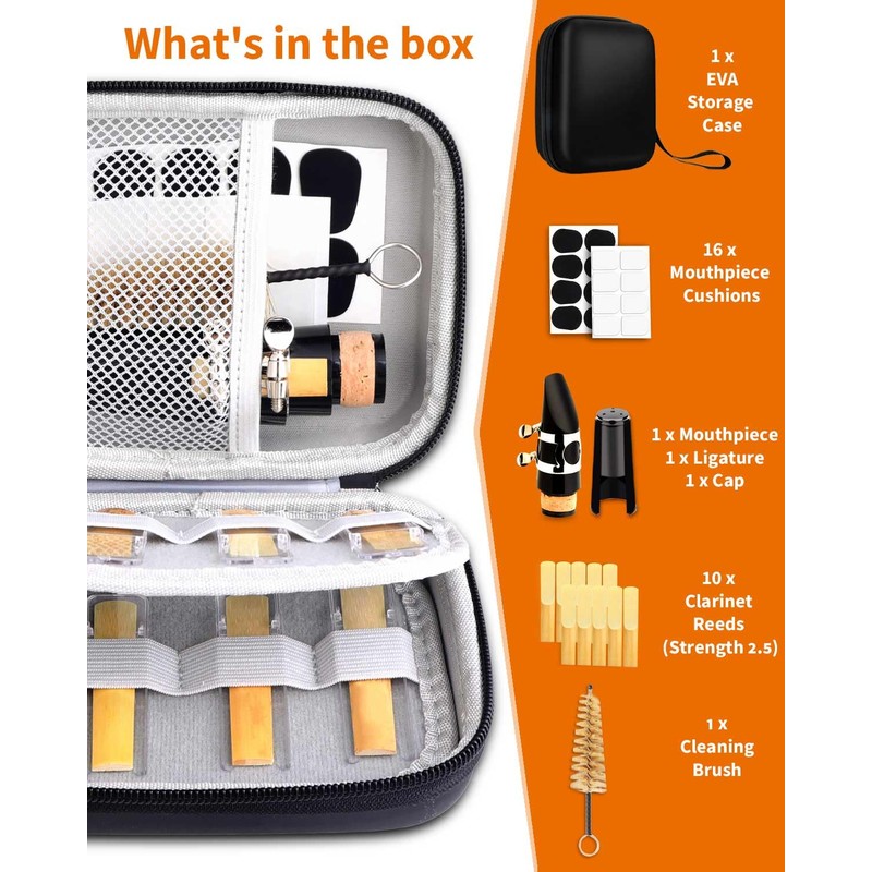 LMS Bb Clarinet Mouthpiece Kit with Case, Clarinet Mouthpiece Accessories