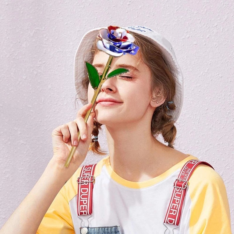 24k American Flag Patriotic 24K Gold Dipped Long Stem Forever