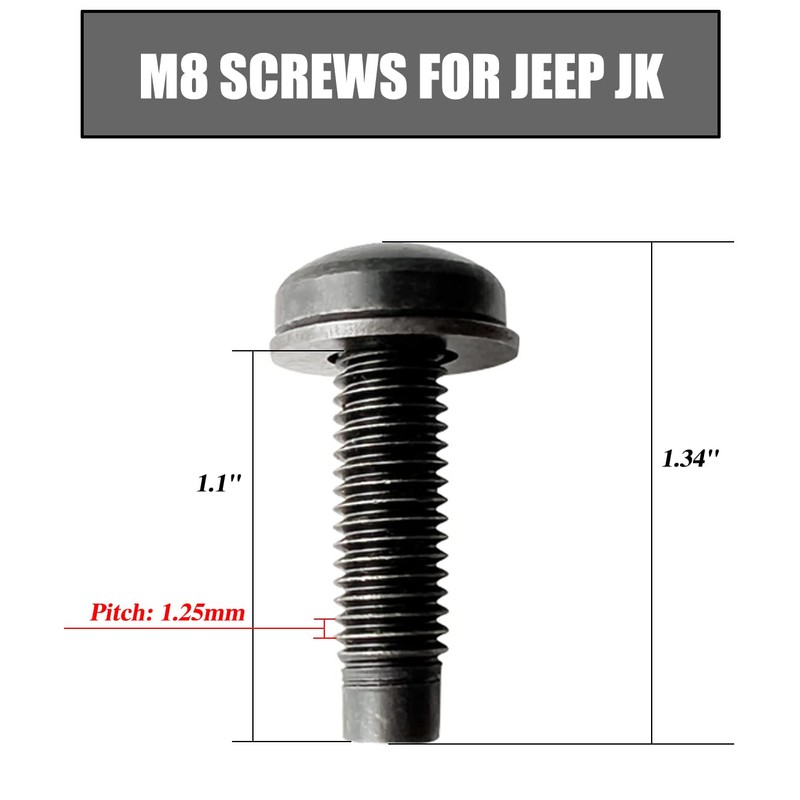 Screws Bolts for Jeep Wrangler JK,M8 Bolts Applied to Windshield