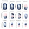 RUOKEXIN Blue Press on Nails Medium Fake Nails Square False