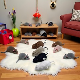 WLSuDHoncc Furry Mice Cat Toy Wind Up Realistic Mouse Toys Funny Moving Pet Supplies (1Pc Random Color)