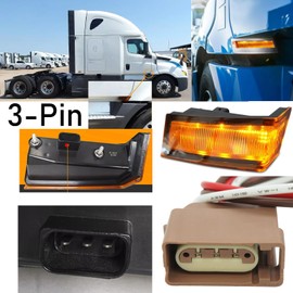 Micarun 2 Pcs 3 Pins Turn Signal Lights Connector Wiring Harness Pigtail Plug Fit for Freightliner Cascadia 2018-2024 Freightliner Coronado 2001-2020 Turn Signal Lamps A660-1512-002 A06-36848-000
