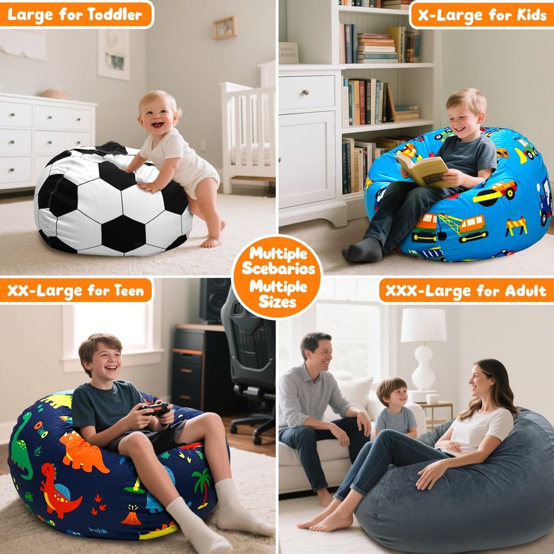 Lukeight Dinosaur Stuffed Animal Storage Bean Bag Chair Cover -