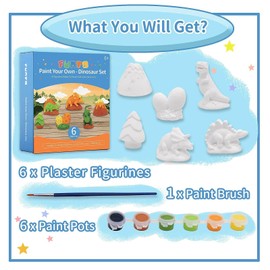Funto Paint Your Own Dinosaurs Painting Kit, 13 Pieces Arts and Crafts Set for Children, Steam Projects, Creative Activity DIY Toy Gift for Boys & Girls Age 3+