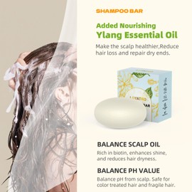 LOYATRO Ylang Ylang Shampoo Bar for Hair Solid Soap, Deep Cleansing Hair Shampoo for Fine & Oily Hair 3 oz