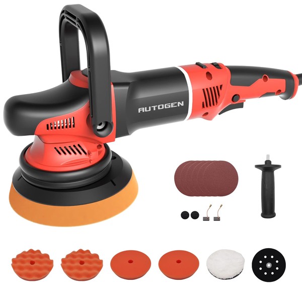 AUTOGEN Car Buffer Polisher, 6 Inch Daul Action Polisher, 21MM Random Orbital Polisher with 1200W Motor, Car Waxer Kit with Variable Speed, for Car Detailing/Scratches