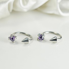 TRBR 16G 2PCs Dragon Claw and Spike Snake Bite Jewelry, Hoop Lip Rings Snake Bites, Horseshoe Labret Jewelry for Lip Piercing, 16 Gauge 8mm Purple (16G-8mm, Purple-2PCs)