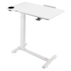 White Portable Overbed Table With Hidden Wheels Flip Desktop Height