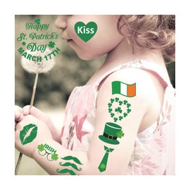Womaha 30 Sheets St. Patrick's Day Temporary Tattoos for Women Kids Waterproof Body Tattoos
