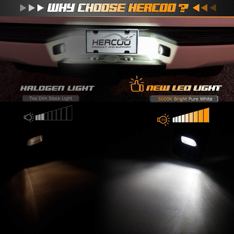 HERCOO LED License Plate Light Lens Tag Lights Rear Lamp