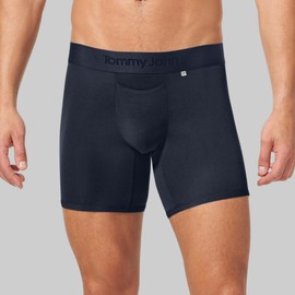 Tommy John Men’s Mid-Length Boxer Brief 6” Underwear, Innovative Hammock Pouch for Enhanced Support, Silky, Soft Second Skin Fabric Mens Underwear, Dress Blues, Medium