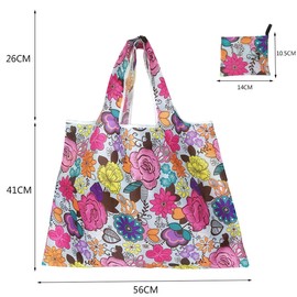 FAVORTALK Folding Shopping Bags - 2 Pcs Large Foldaway Reusable Shopper Bags Durable Machine Washable Grocery Bags for Heavy Duty Shop Bags for Travel Kitchen Storage - D16405