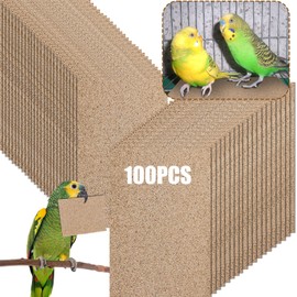 Fabbay 100 Pcs Gravel Paper for Bird Cage Gravel Liner Paper Pet Sandpaper Special for Bird Cage in Sea Sand, Easy Clean Pet Sandpaper Calcium Paper for Birdcage Parrots Cockatiels(11 x 17 Inch)