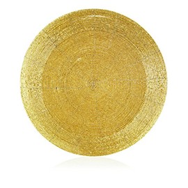 Toyland Pack Of 6-35cm Gold Round Glass Beaded Placements - Table Decoration