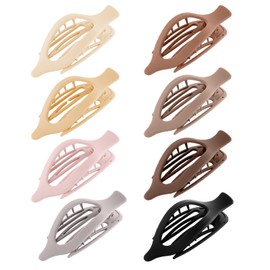 DEPOKA Flat Hair Clips for Women-8Pcs Large Matte No-Slip French Concord Claws, Accessories for Thick & Thin Hair (Neutral, Oval)