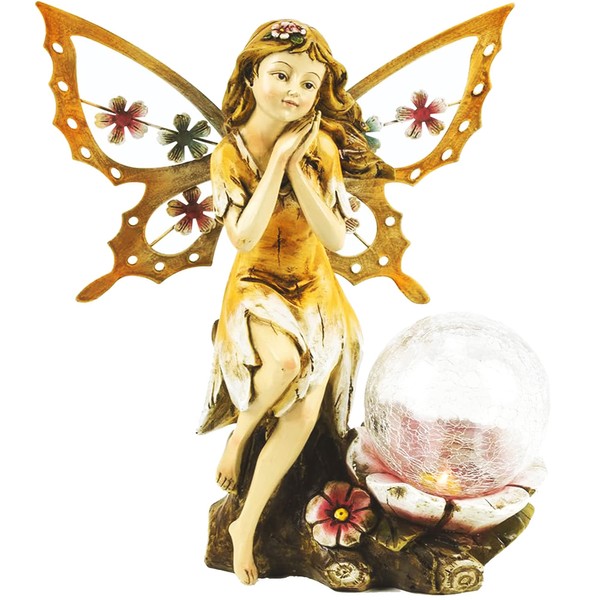 Dawhud Direct Butterfly Wing Fair Angel Solar Light for Home and Outdoor Decor, Fairy Angel Solar Powered Flickering LED Garden Light Backyard Angel Fairy Decoration